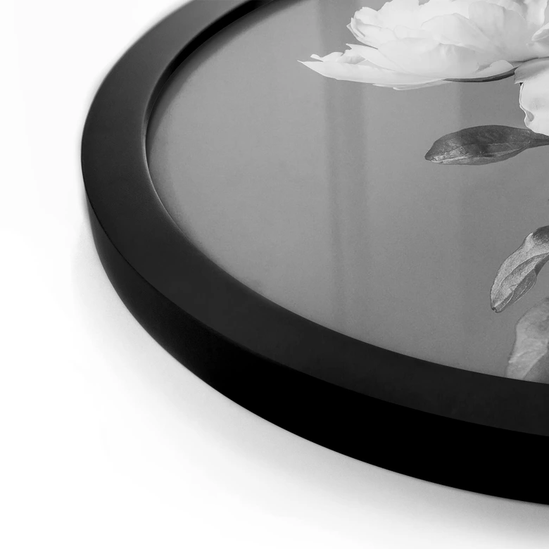 Póster 1X Estudio - Peonía blanco y negro - Redondo 
