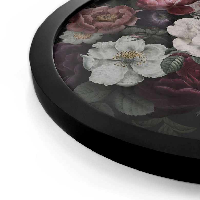 Poster Blumen Stillleben im Redouté-Stil - Bloomery Decor - Rund 