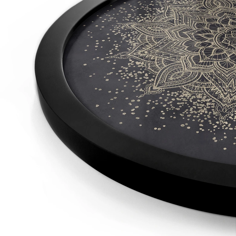 Poster Elegantes Mandala in Schwarz-Gold - Bloomery Decor - Rund 