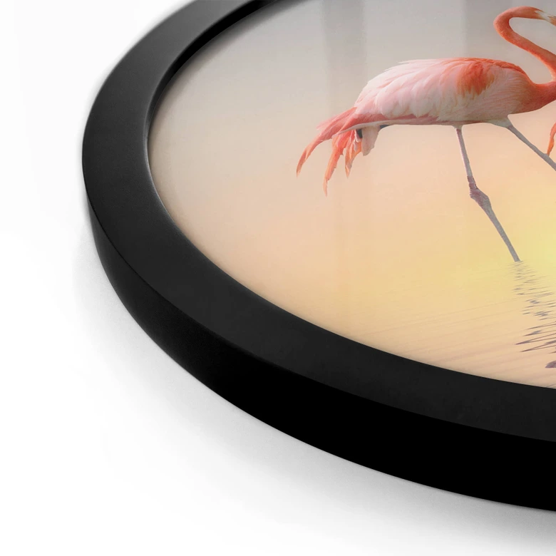 Poster Cseresnjes - Flamingos i kvällsljus - Rund 