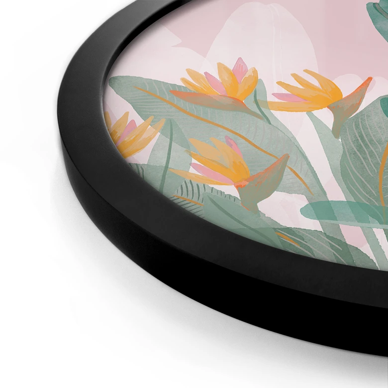 Póster de ilustración botánica en verde y rosa - Goed Blauw - Redondo 