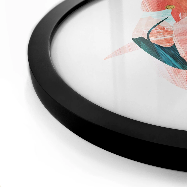 Poster Goed Blauw - Pink Flamingo - Rund 