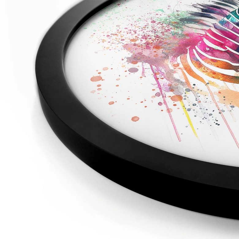 Poster Heine - Rainbow Zebra rond 