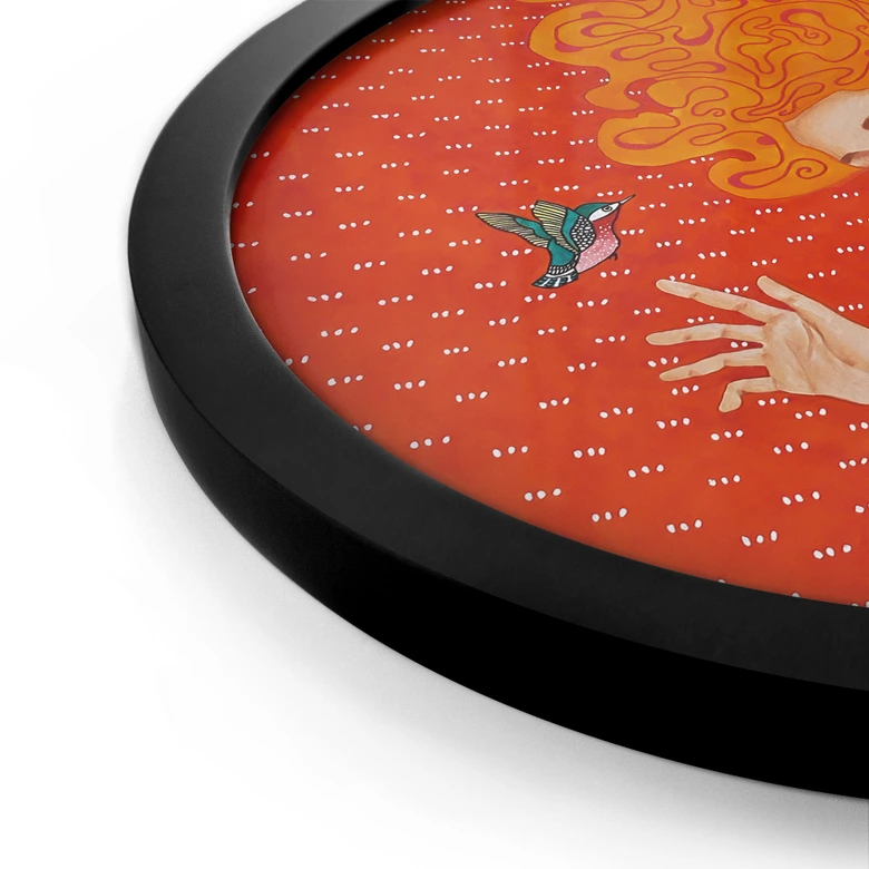 Póster colibrí y mujer en luz roja - Hülya - Redondo 