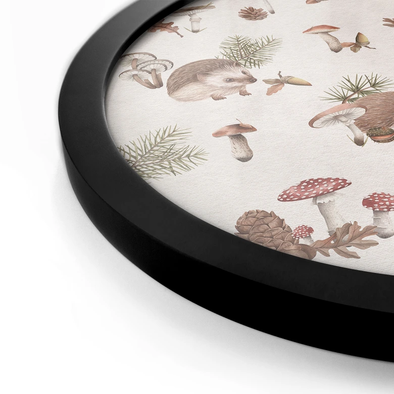 Póster Erizos simpáticos en el bosque otoñal - Kikki Belle - Redondo 