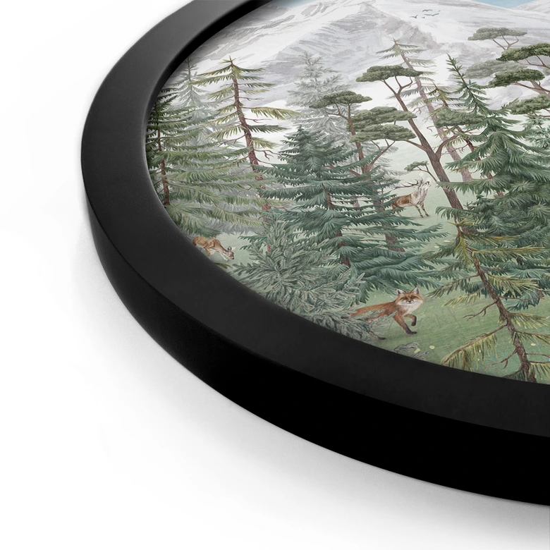 Kinderposter Waldtiere im grünen Alpenwald - Kikki Belle - Rund 