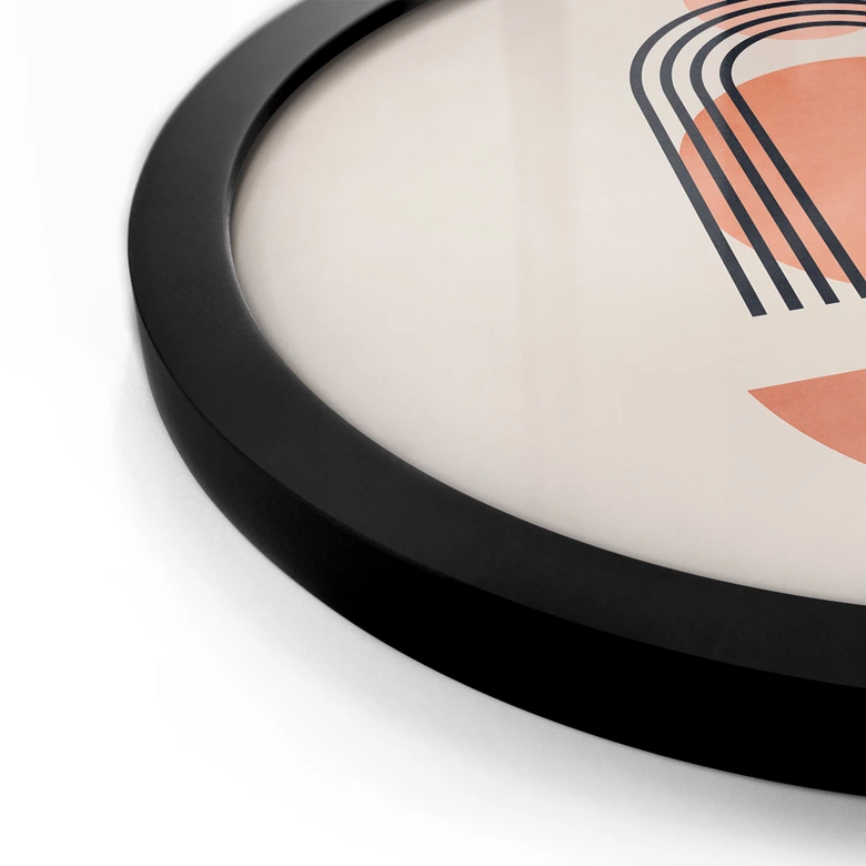 Poster med abstrakt geometri i persikofärger - Cubistika - Rund 