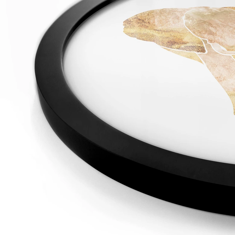 Plakat Manowski - Line Art - Złote słonie - Okrągły 