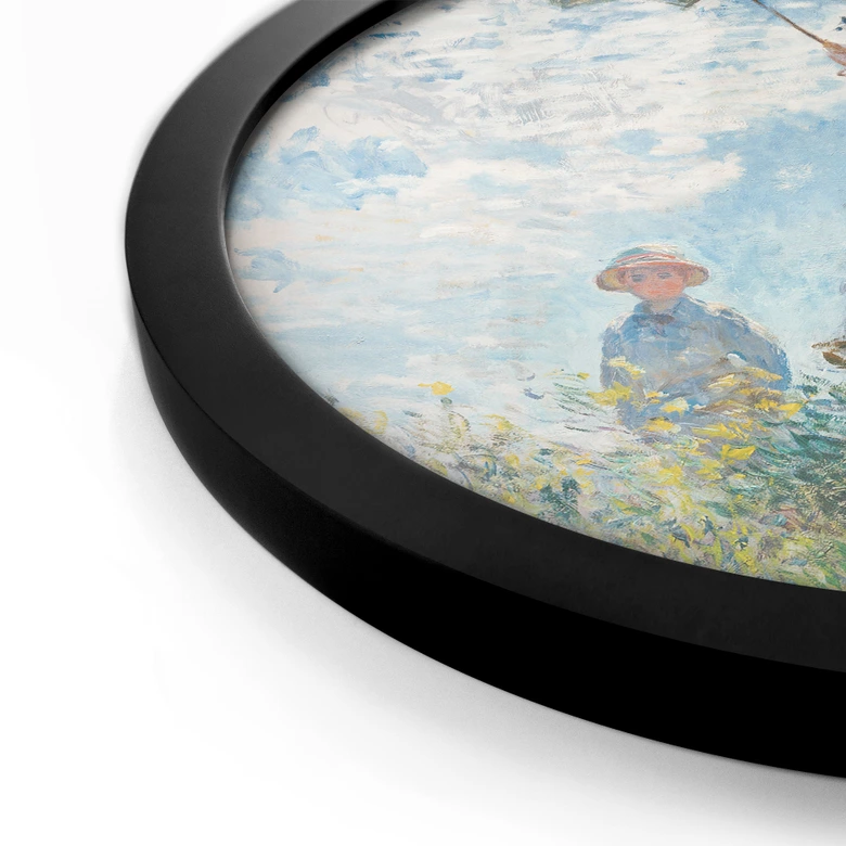 Poster Monet - Frau mit Sonnenschirm - Madame Monet und ihr Sohn - Rund 