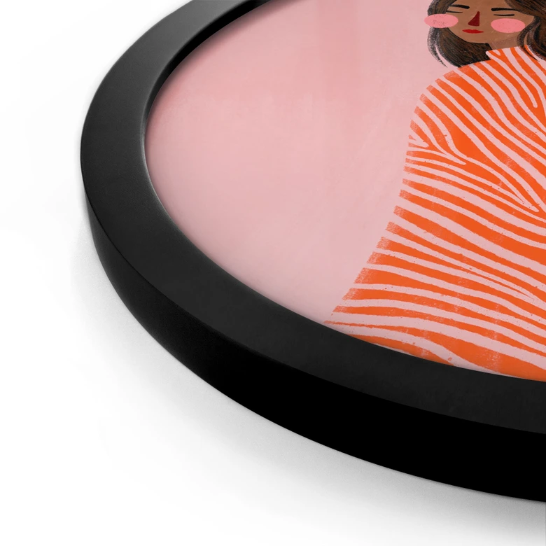 Póster mujer con manta naranja - Müller - Redondo ø 70 cm