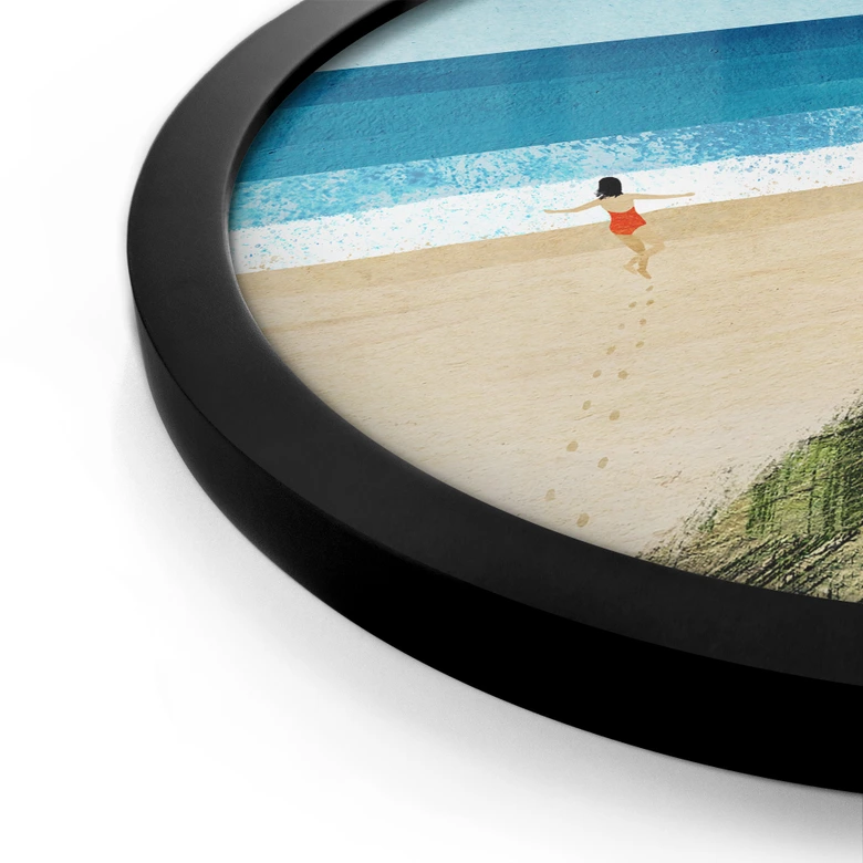 Poster Vacances à la mer avec vue sur les dunes - Rivers - Rond 