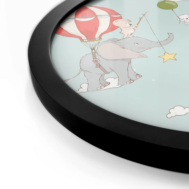 Poster Fliegende Tiere mit Heißluftballon - Skellern - Rund 