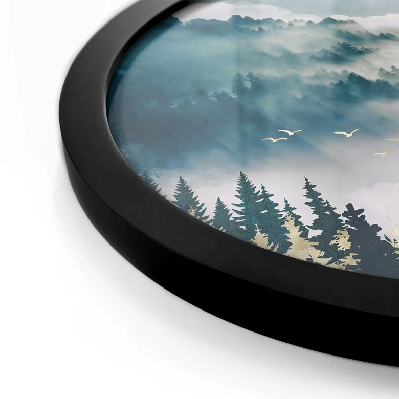 Poster Geheimnisvoller Nebel im Wald - SpaceFrog Designs - Rund 