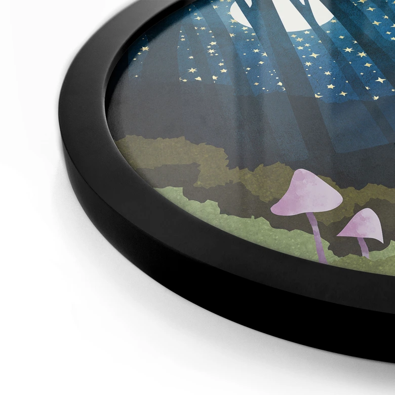 Poster Wald und Sterne in der Nacht - SpaceFrog Designs - Rund 