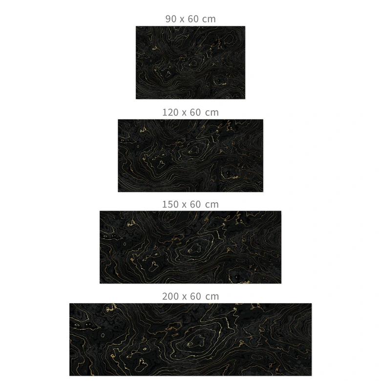 Self-adhesive kitchen splashback Abstract lines black-gold - Amini 