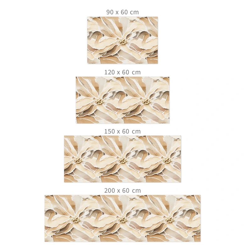 Samoprzylepny panel ścienny do kuchni Rozmiar, beżowe kwiaty - Treechild 