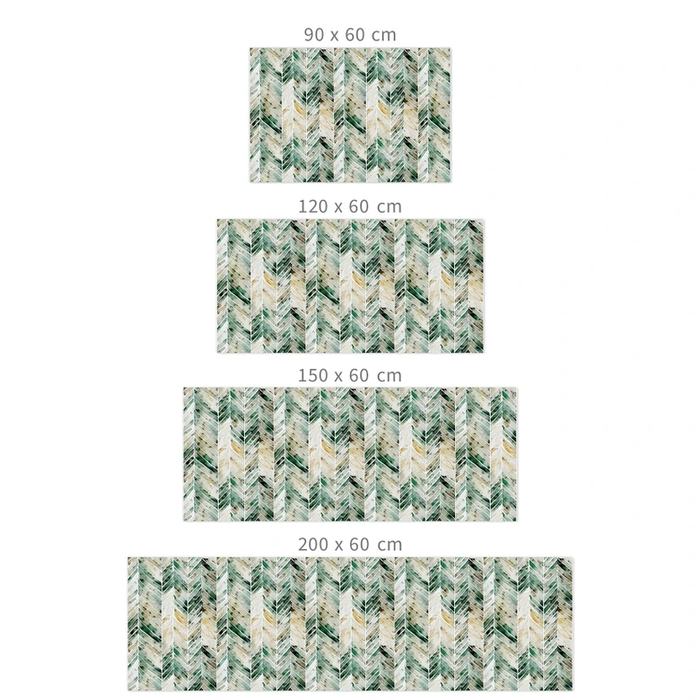 Self-adhesive kitchen splashback Green watercolor herringbone pattern - Treechild 