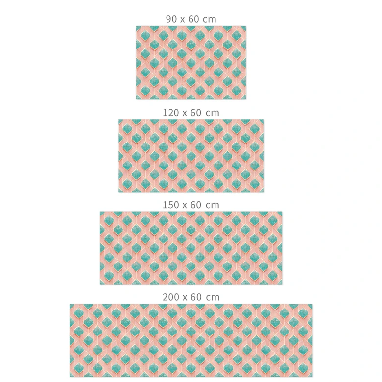 Self-adhesive kitchen splashback diamond pattern in turquoise and pink - Treechild 