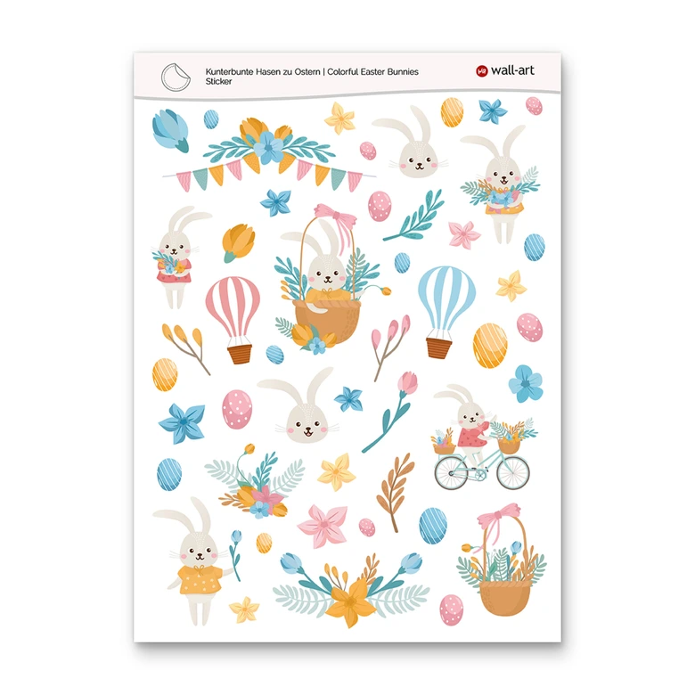 Sticker Kunterbunte Hasen zu Ostern 