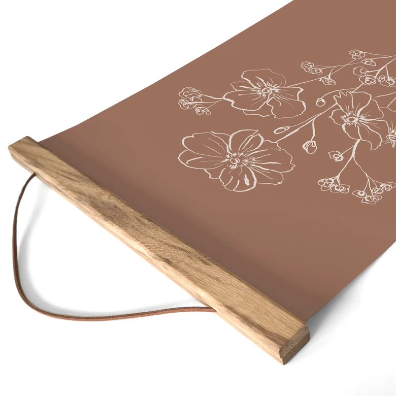 Stoffbild Wildrosenstrauß Mocha-Mousse - Anis Illustration 