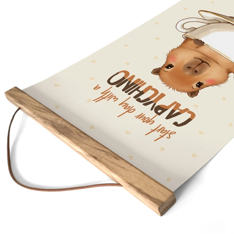 Textile poster Capybara in coffee - Capychino 