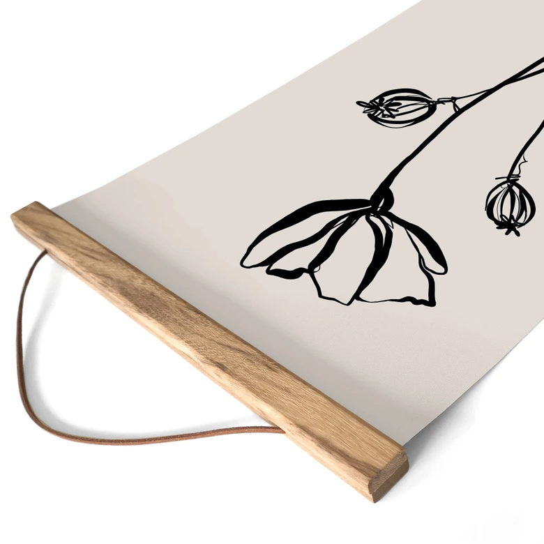 Stoffbild Line Art Mohnblume - Cats & Dotz 