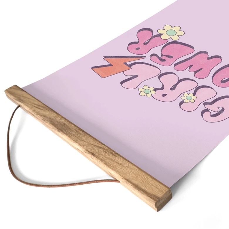 Textile poster Girl Power retro lettering purple 