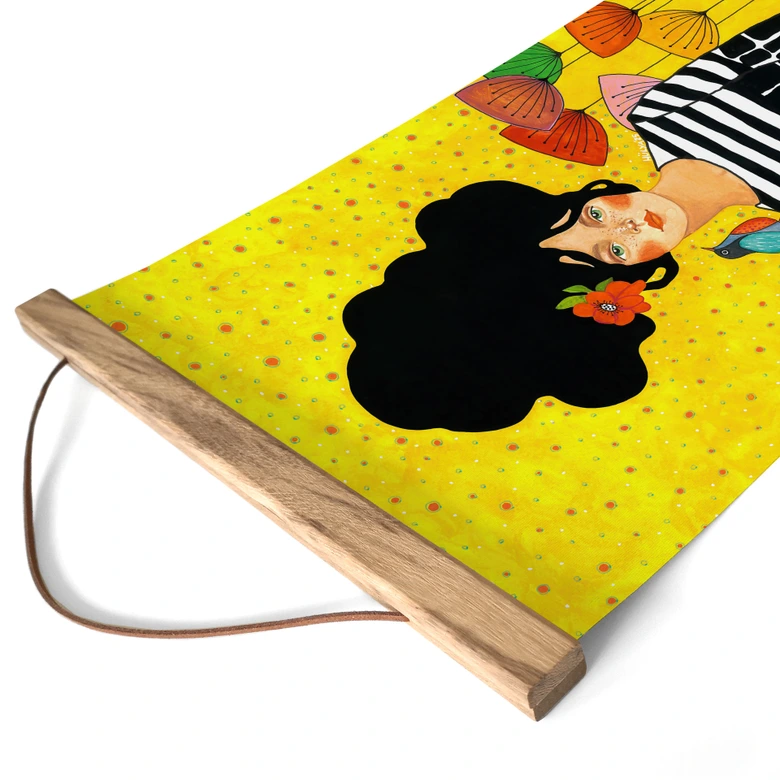 Póster de tela niña de las flores en jardín de verano - Hülya 