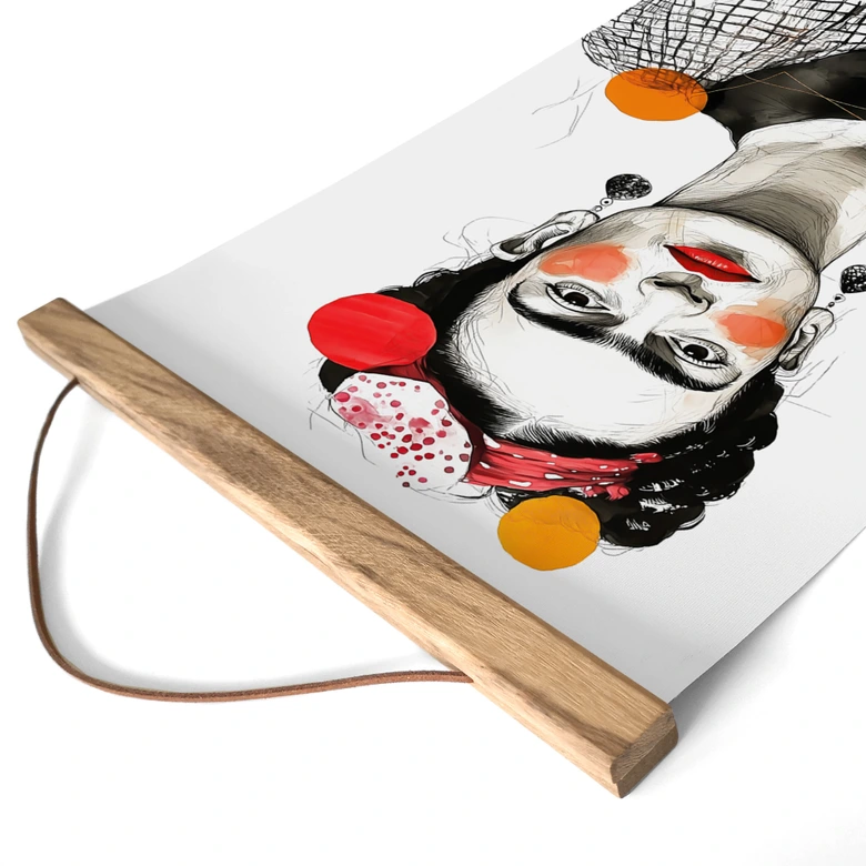 Stoffbild Frida Kahlo Pop-Art Porträt - Jaszke 