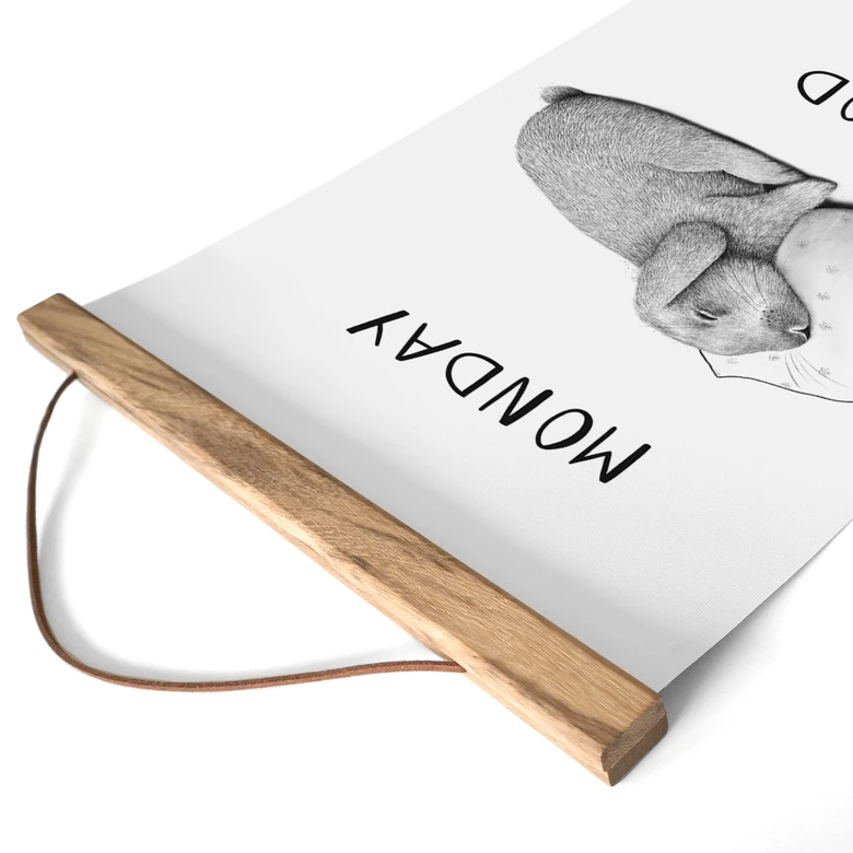 Obraz tkaniny Poniedziałkowy nastrój - Zając w poniedziałek rano - Korenkova 