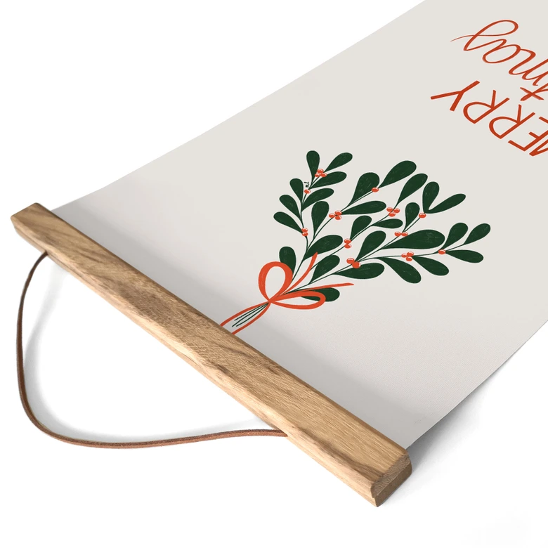 Jul Textil poster - God jul med mistel - Lisboa 