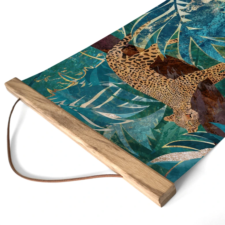 Stoffbild Leopard im smaragdgrünen Dschungel - Manovski 