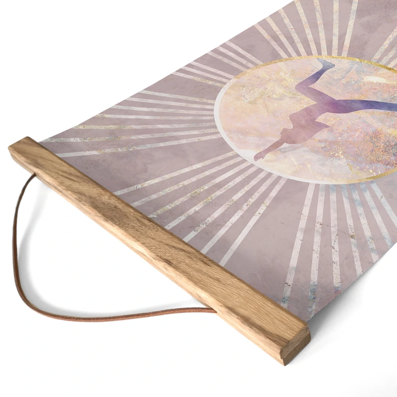 Póster de tela yoga saludo al sol rosa - Manovski 