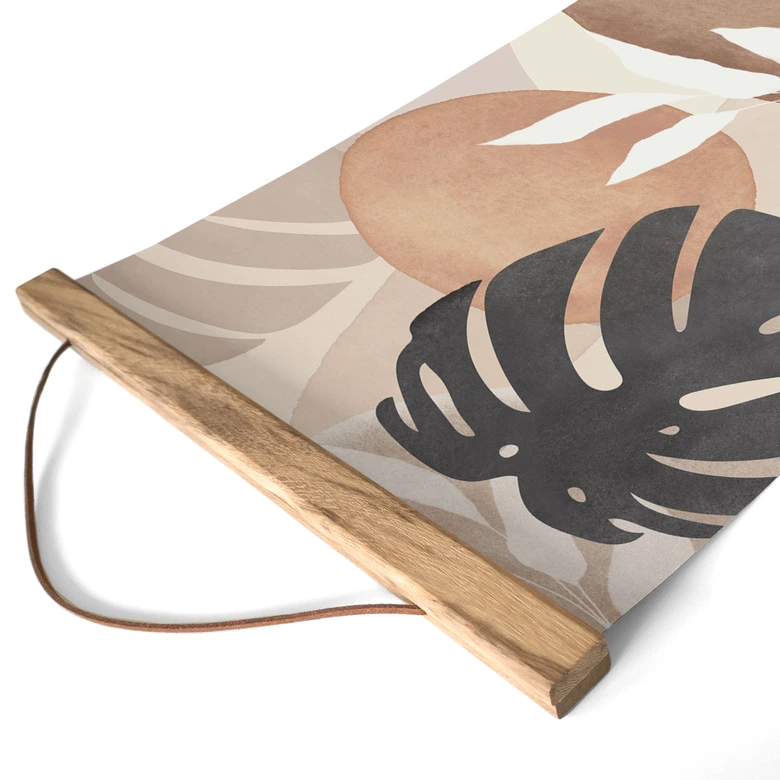 Stoffbild Boho Monstera Pflanze in Naturtönen - Melloi Art Prints 