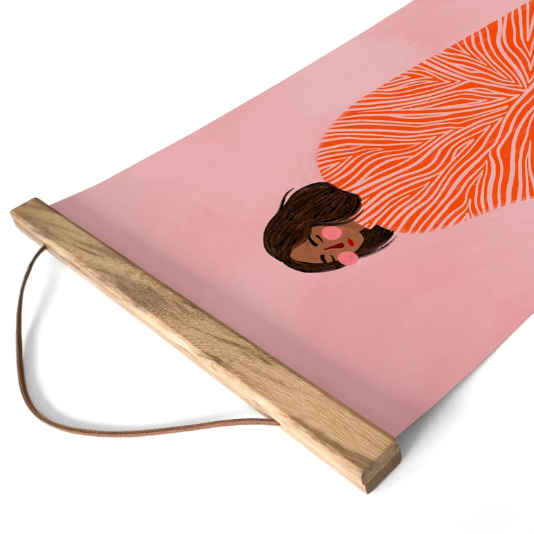 Stoffbild Frau mit orangefarbener Decke - Müller 