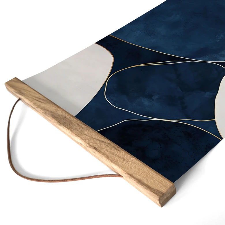 Stoffbild Geometrische Balance in Blau und Weiß - Paksoylu 