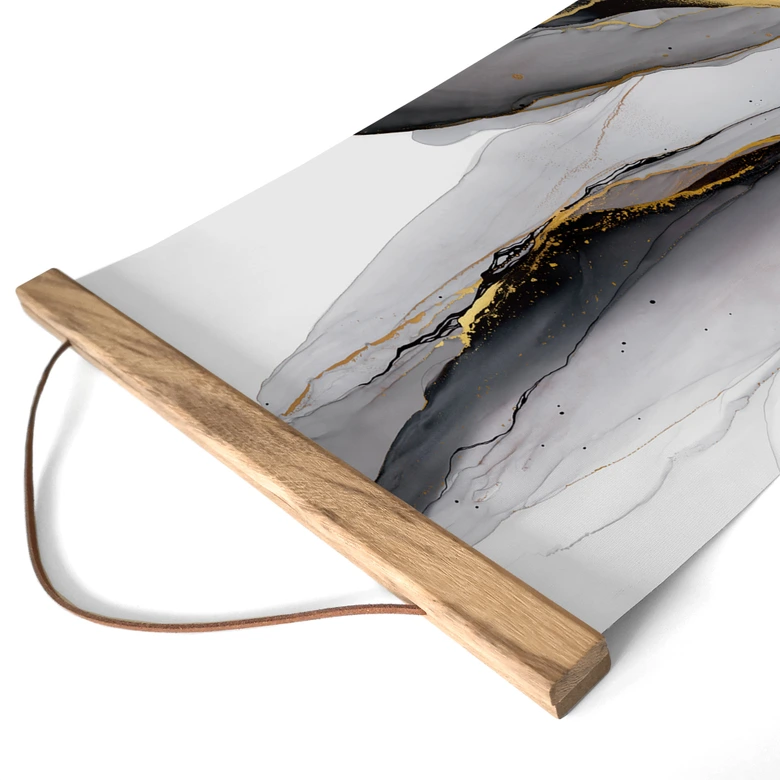 Textielposter Abstracte compositie in goud en grijs - Shelest 