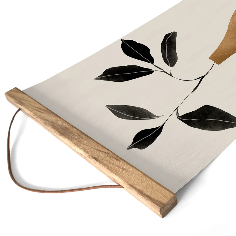 Stoffbild Zweig in goldener Vase - ThingDesign 