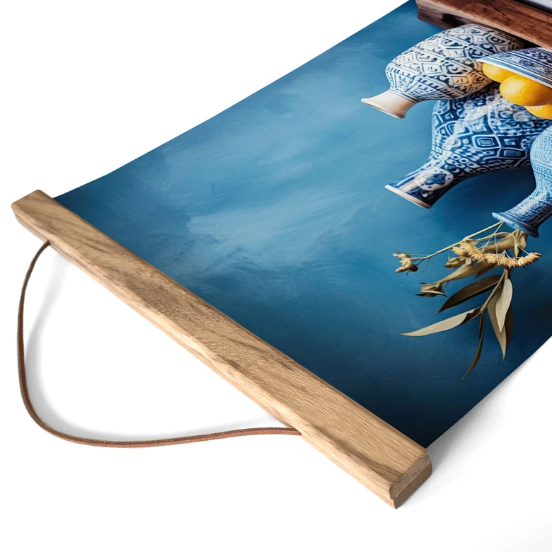 Stoffbild Stillleben mit Vasen und Zitronen - Treechild 