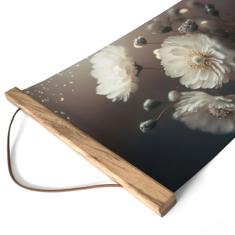 Stoffbild Weiße Blumen mit Goldstaub - Treechild 