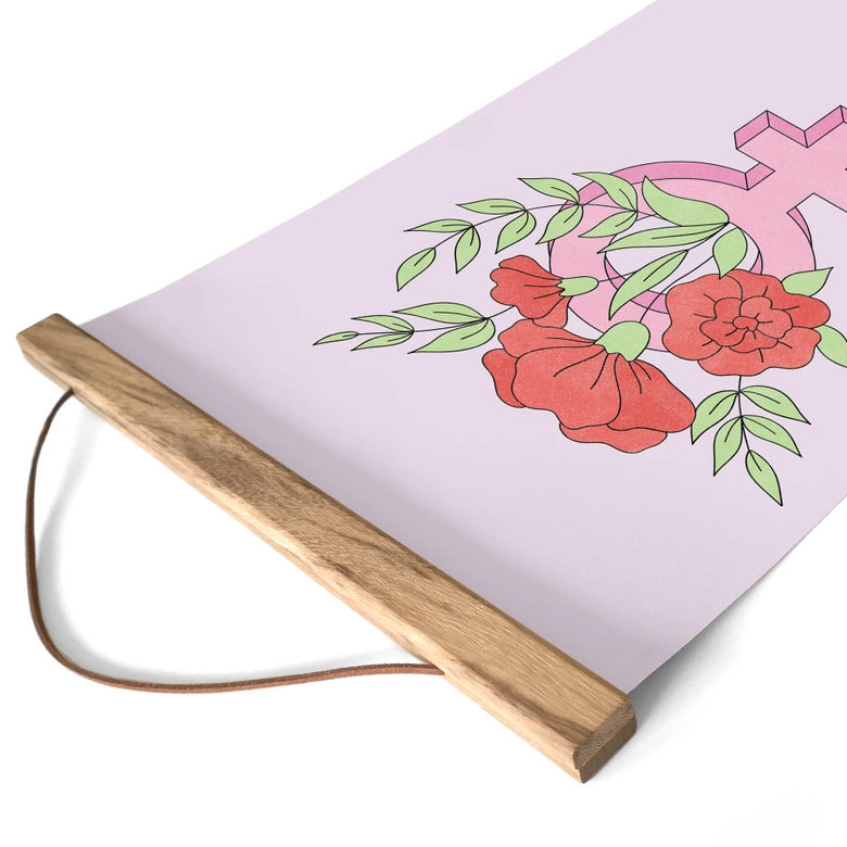 Affiche textile Signe de Vénus avec fleurs 