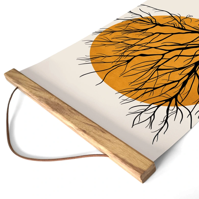 Affiche textile Kubistika - Golden Sun behind a Tree 