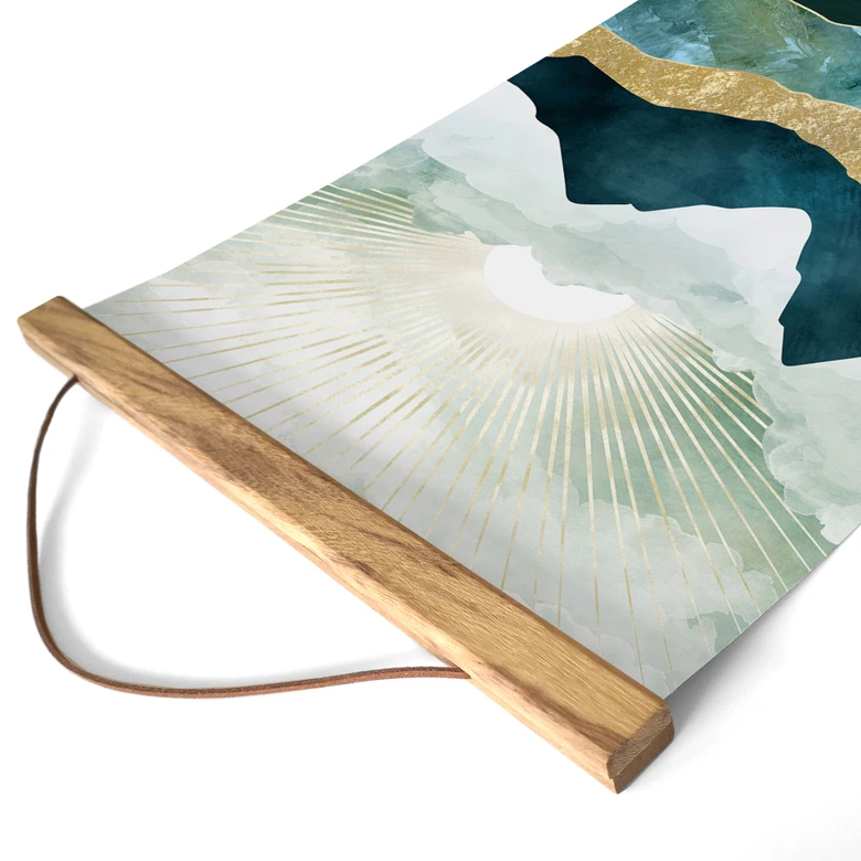Stoffbild Sonnige Landschaft in Blau und Gold - SpaceFrog Designs 