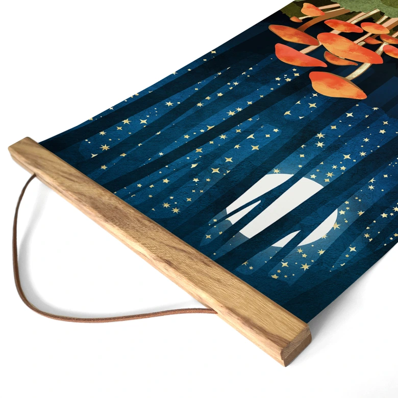 Affiche textile Forêt et étoiles dans la nuit - SpaceFrog Designs 