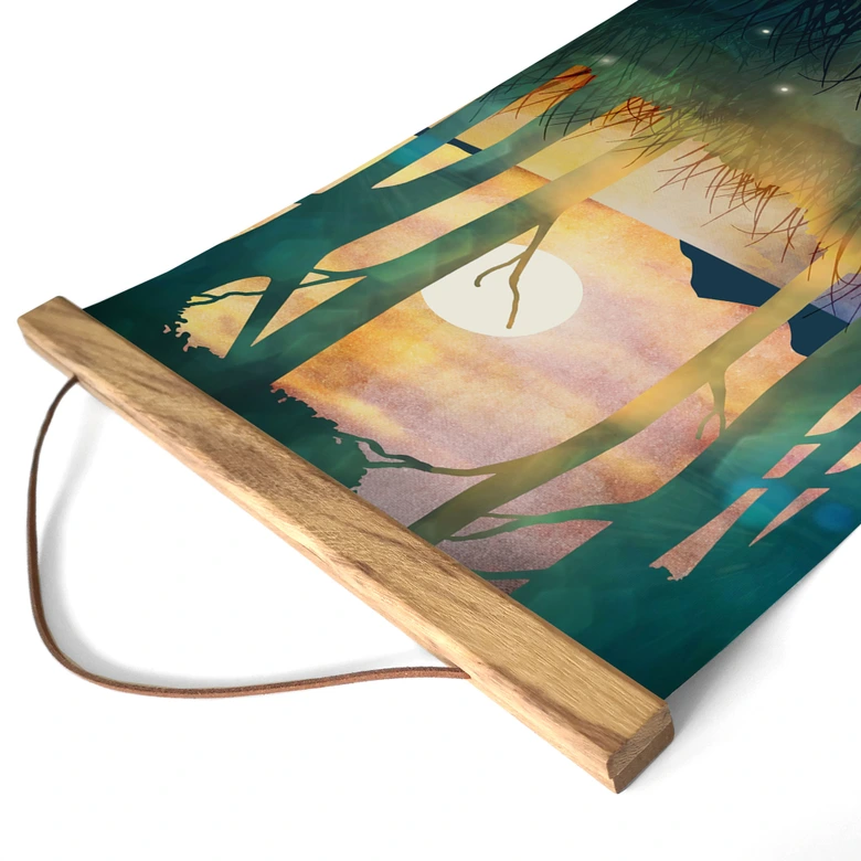 Stoffbild Waldzauber bei Sonnenuntergang - SpaceFrog Designs 