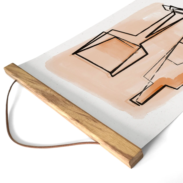 Póster de tela Naturaleza muerta abstracta: Botella y copa de vino - Treechild 