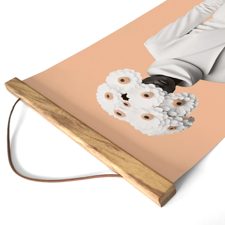 Stoffbild Lady in Weiß mit Blumen - Treechild 