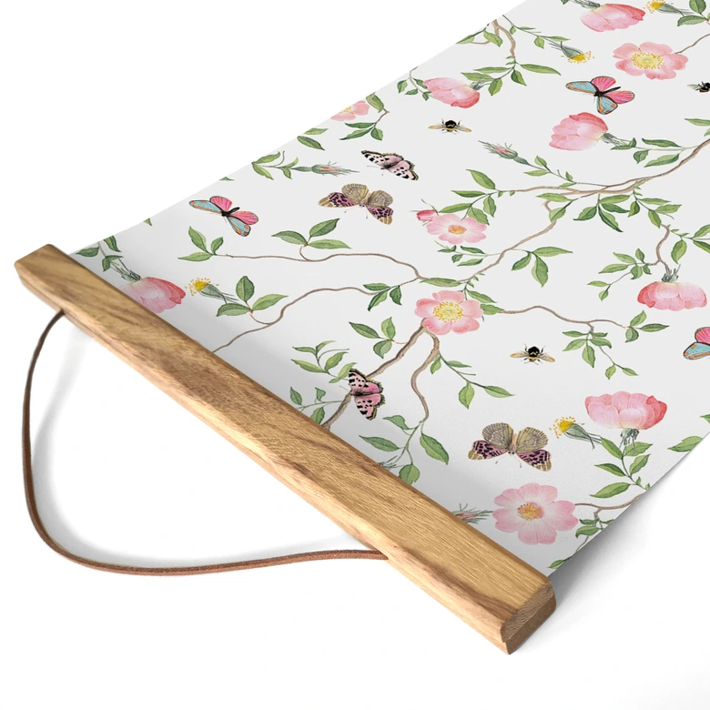 Affiche textile Roses roses au printemps - UN Designs 