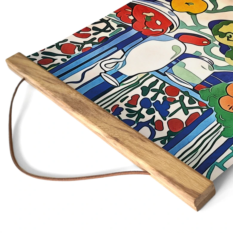 Stoffbild Obst und Gemüse auf dem Küchentisch - Inspiriert von Matisse - Zamart 