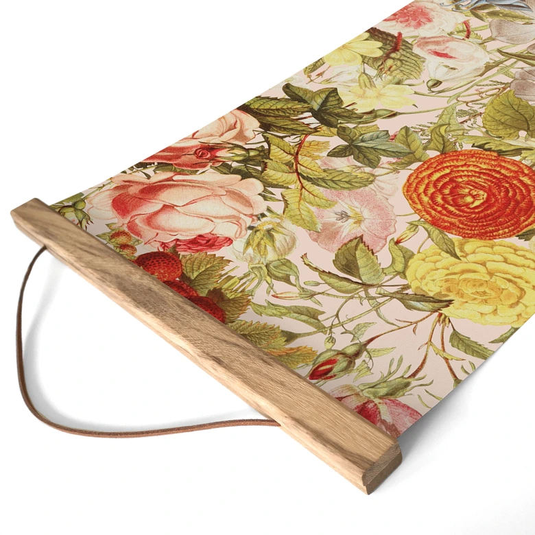 Stoffbild Farbenfrohe Blumencollage - Frida Floral Studio - Panorama 